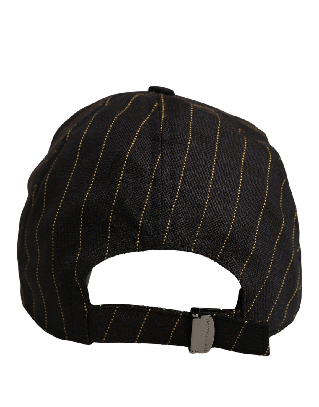 Dolce &amp; Gabbana Black Gold Pinstriped Cotton Baseball Cap Hat