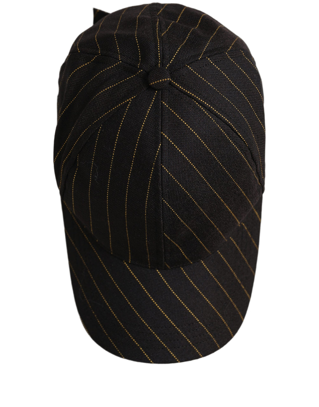 Dolce &amp; Gabbana Black Gold Pinstriped Cotton Baseball Cap Hat