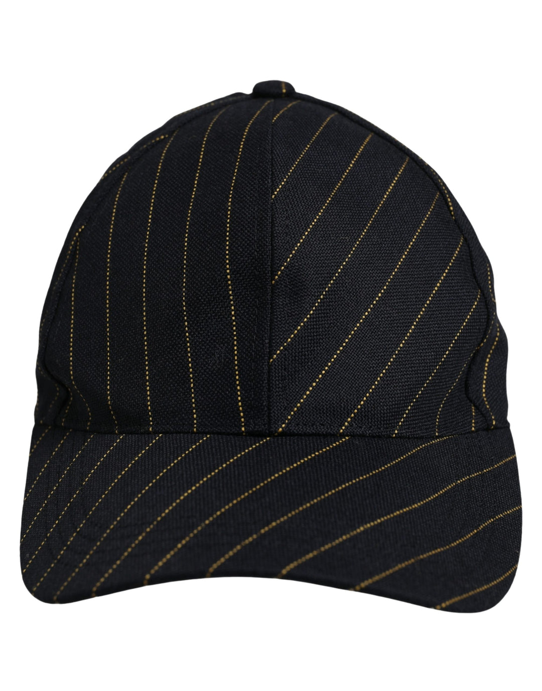 Dolce &amp; Gabbana Black Gold Pinstriped Cotton Baseball Cap Hat