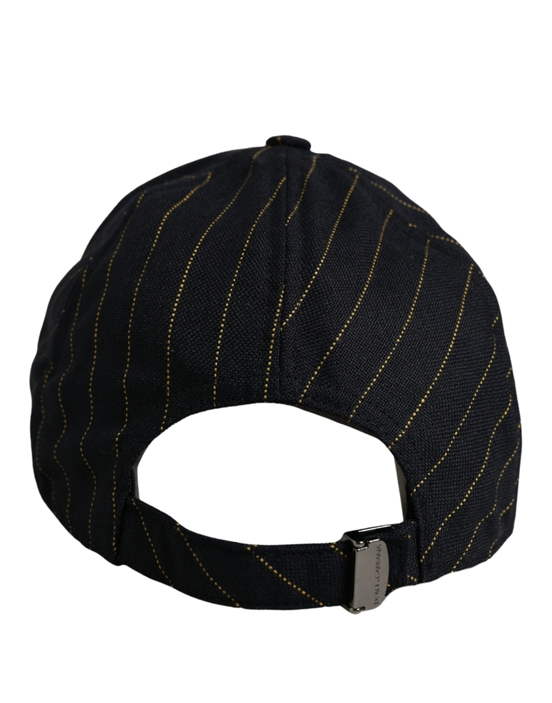 Dolce &amp; Gabbana Black Gold Pinstriped Cotton Baseball Cap Hat