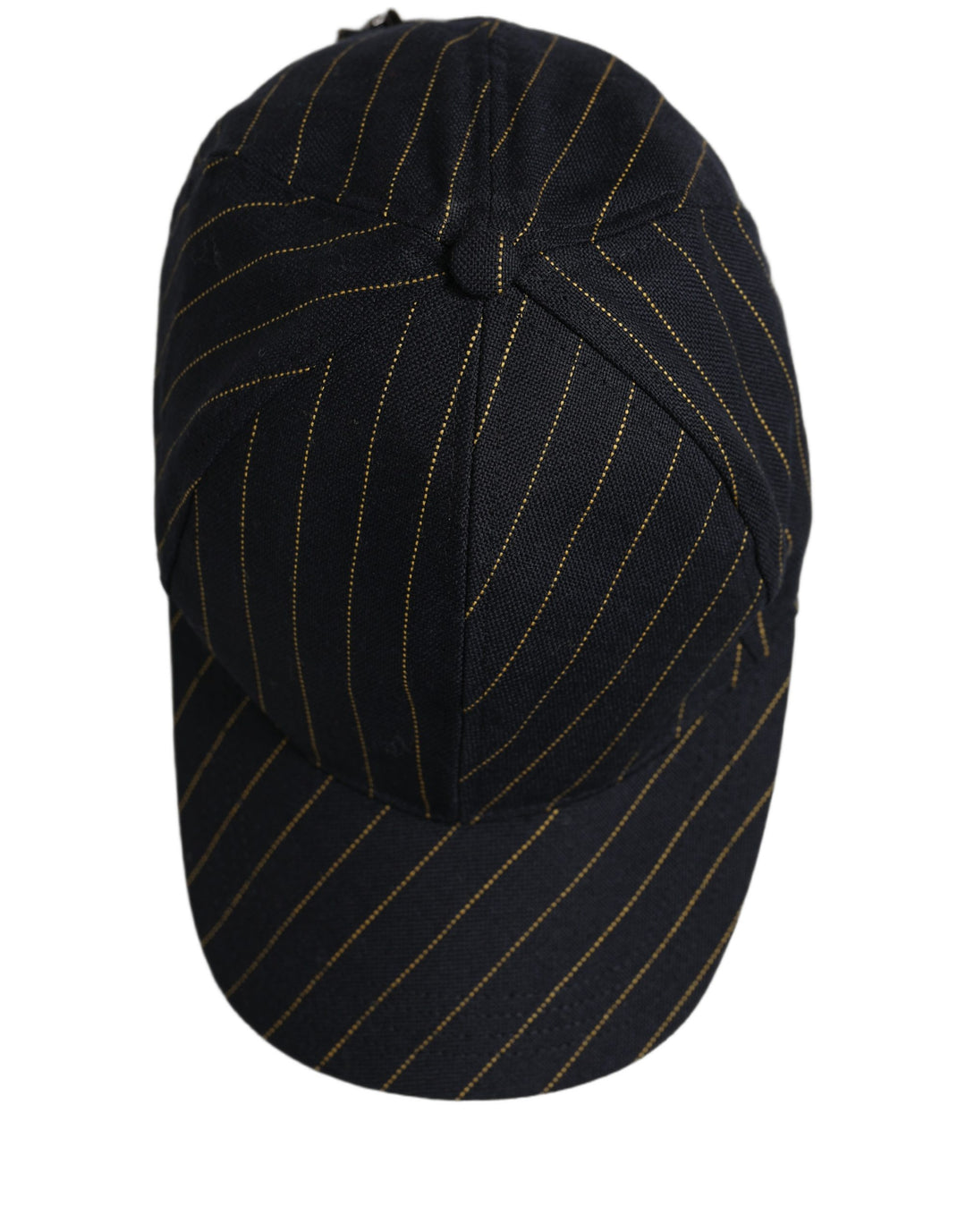 Dolce &amp; Gabbana Black Gold Pinstriped Cotton Baseball Cap Hat