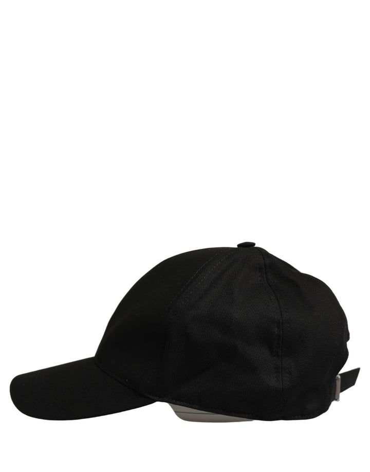 Dolce &amp; Gabbana Men Black Cotton Baseball Capello 6 Panels Hat
