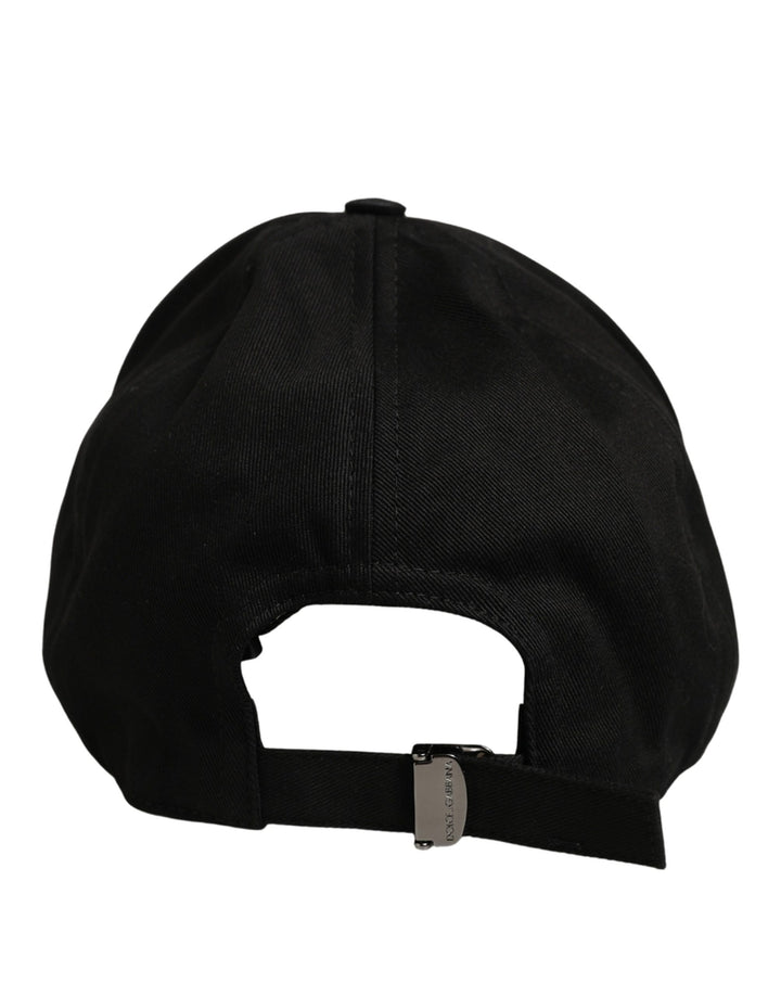 Dolce &amp; Gabbana Men Black Cotton Baseball Capello 6 Panels Hat
