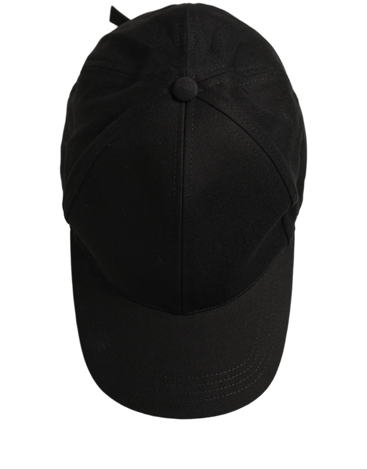 Dolce &amp; Gabbana Men Black Cotton Baseball Capello 6 Panels Hat