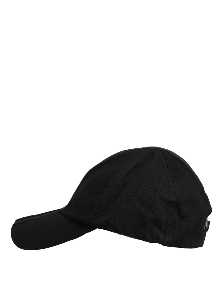 Dolce &amp; Gabbana Men Black Cotton Baseball Cap 6 Panels Hat