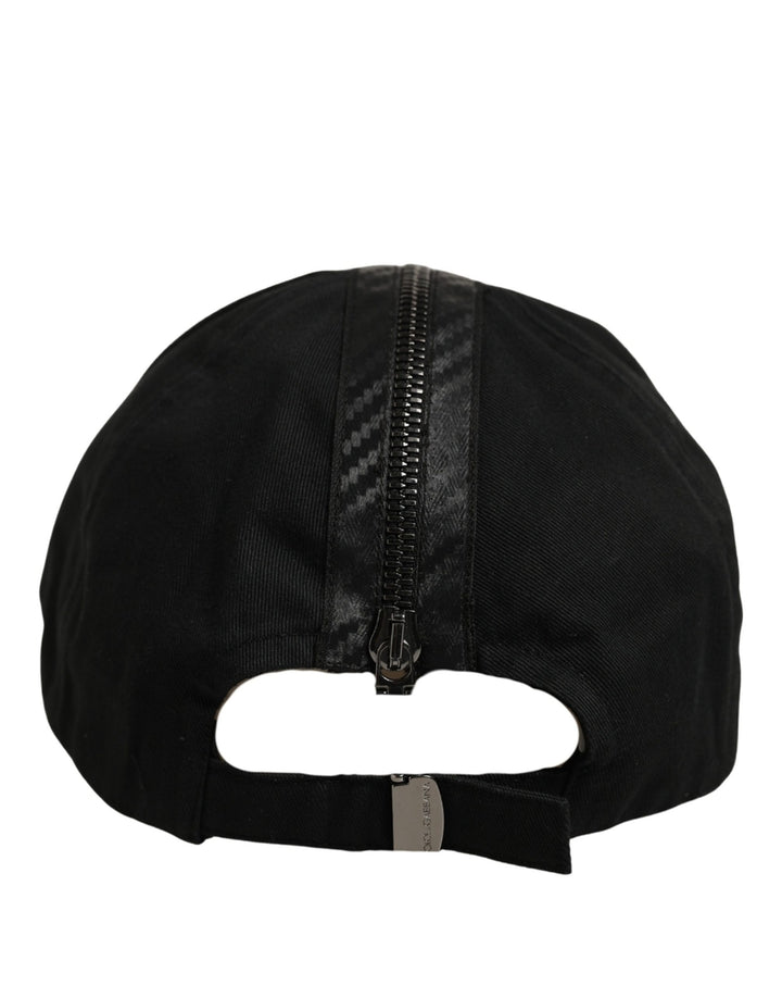 Dolce &amp; Gabbana Men Black Cotton Baseball Cap 6 Panels Hat