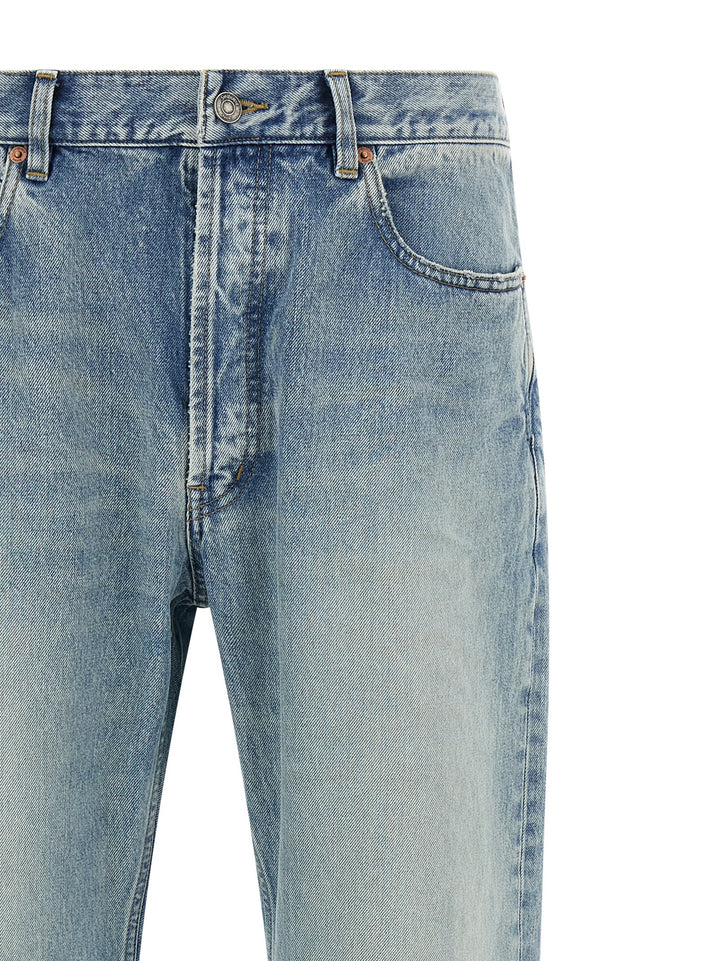 Saint Laurent Blue Cotton Straight-Leg Jeans