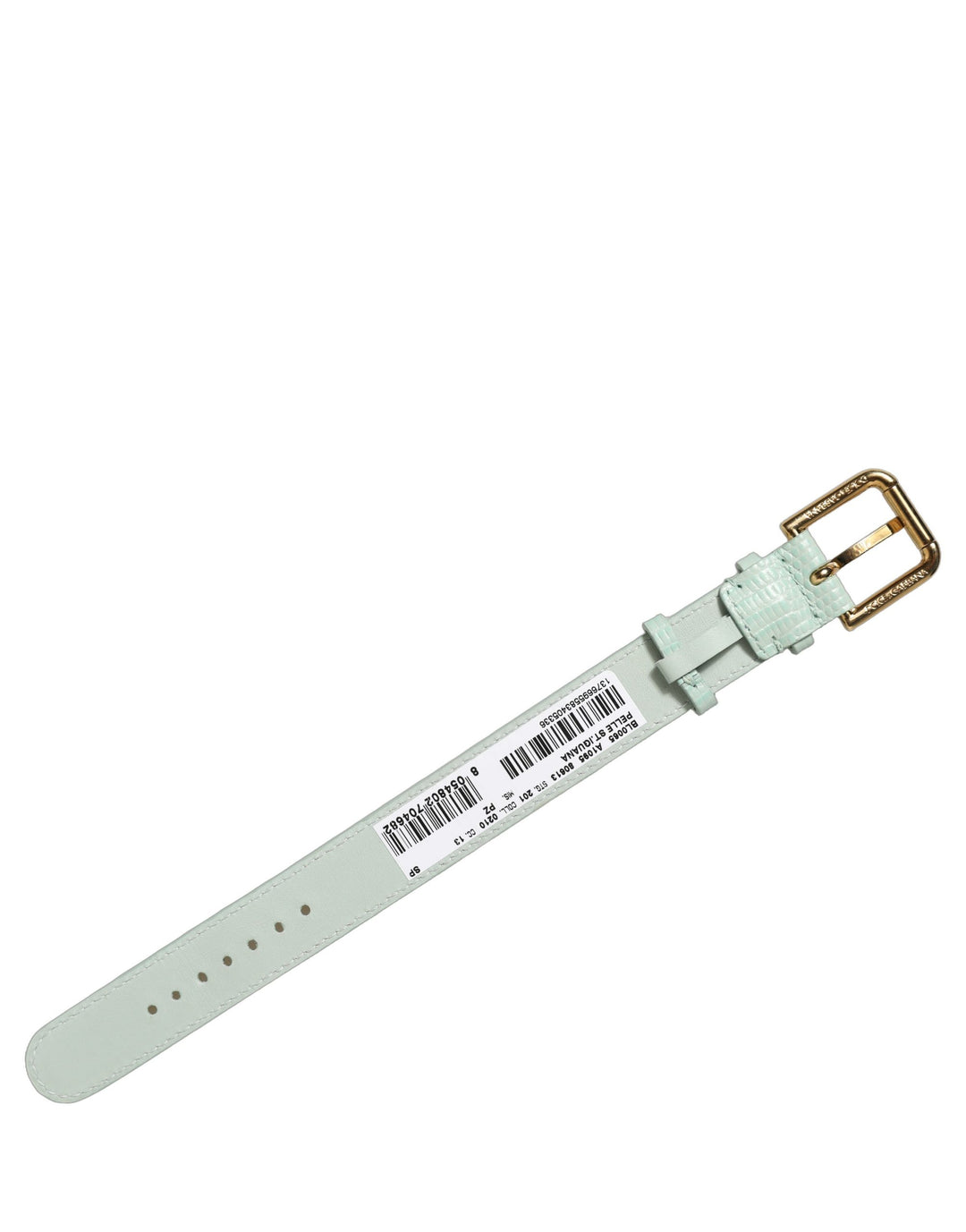 Dolce &amp; Gabbana Green Textured Leather Gold Buckle Belt Strap Bracelet