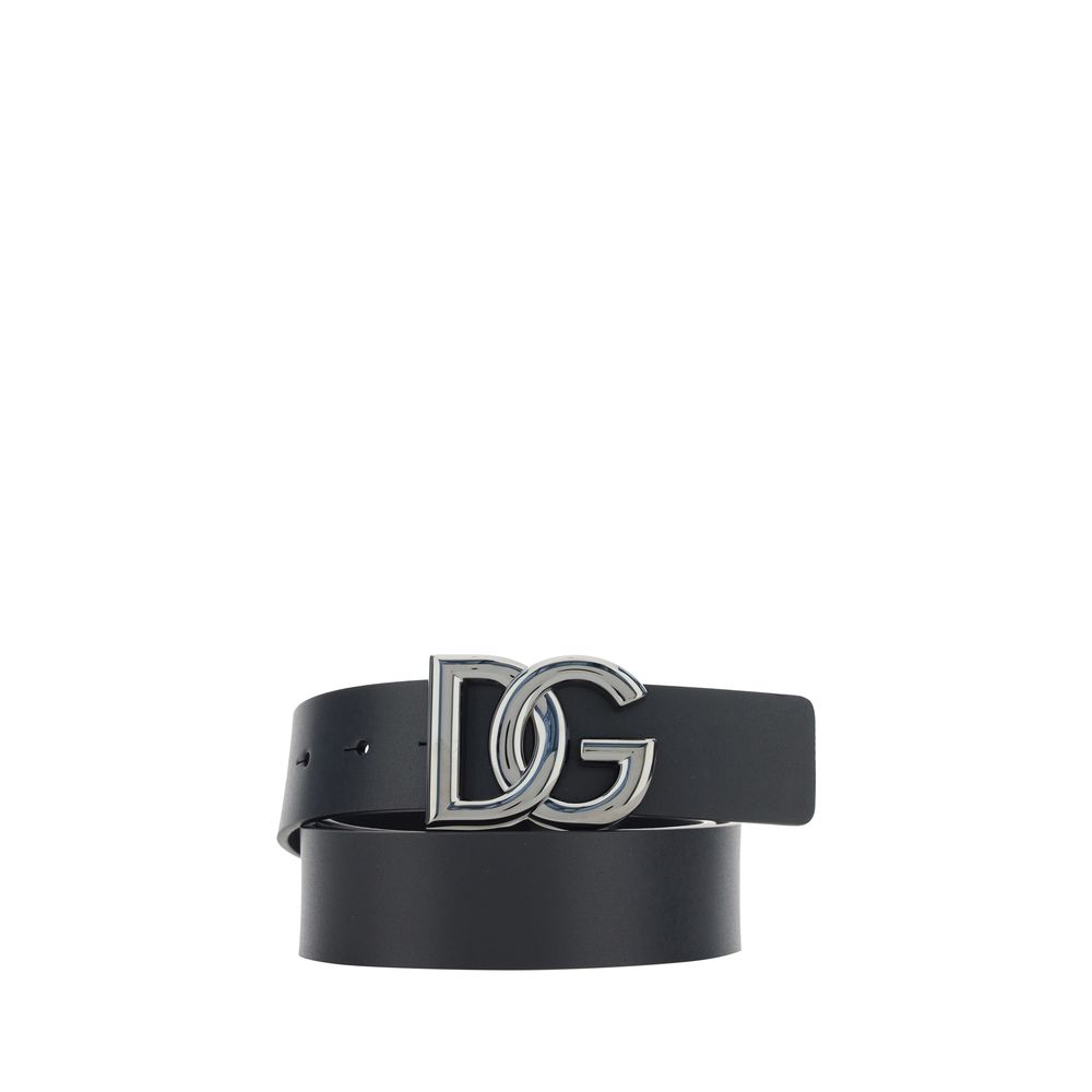 Dolce &amp; Gabbana Black Calf Leather Bos Taurus Regular Belt