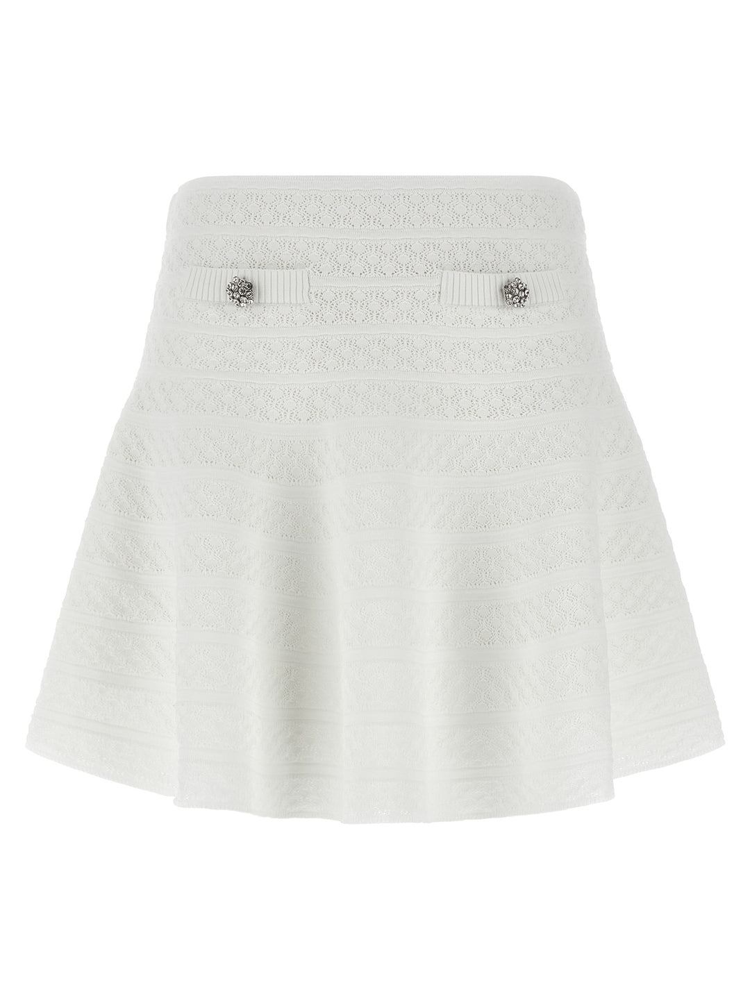 Self-Portrait White Viscose Long Skirt