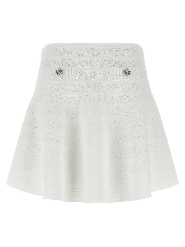 Self-Portrait White Viscose Long Skirt