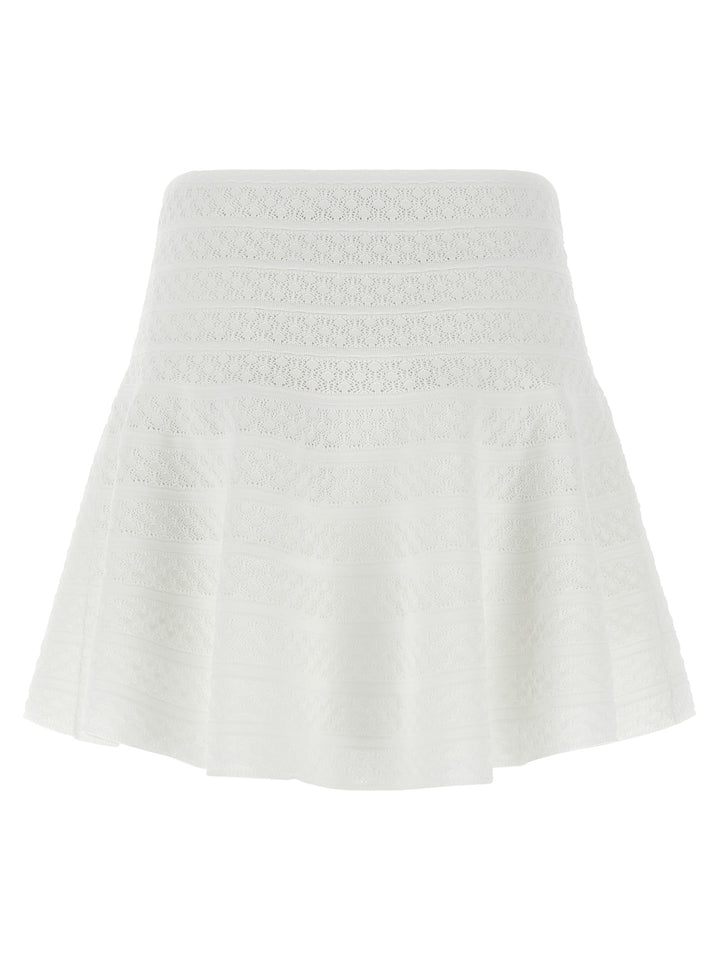 Self-Portrait White Viscose Long Skirt