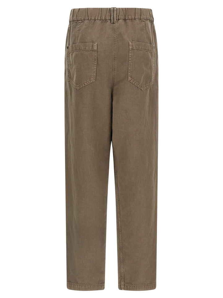 Brunello Cucinelli Brown Cotton Casual Pants