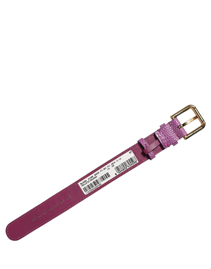 Dolce &amp; Gabbana Purple Textured Leather Gold Buckle Belt Strap Bracelet