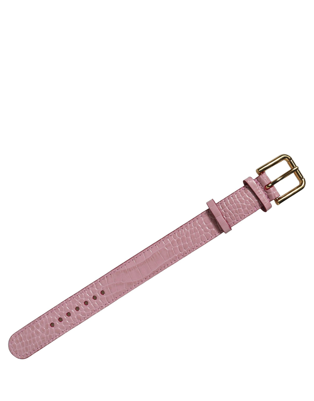 Dolce &amp; Gabbana Pink Embossed Leather Gold Buckle Belt Strap Bracelet