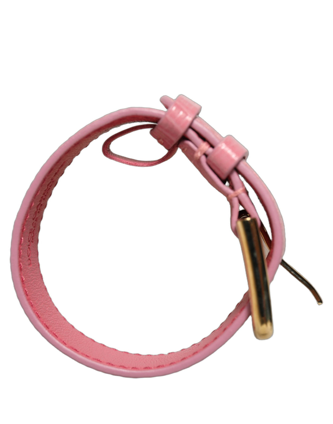 Dolce &amp; Gabbana Pink Textured Leather Gold Buckle Belt Strap Bracelet