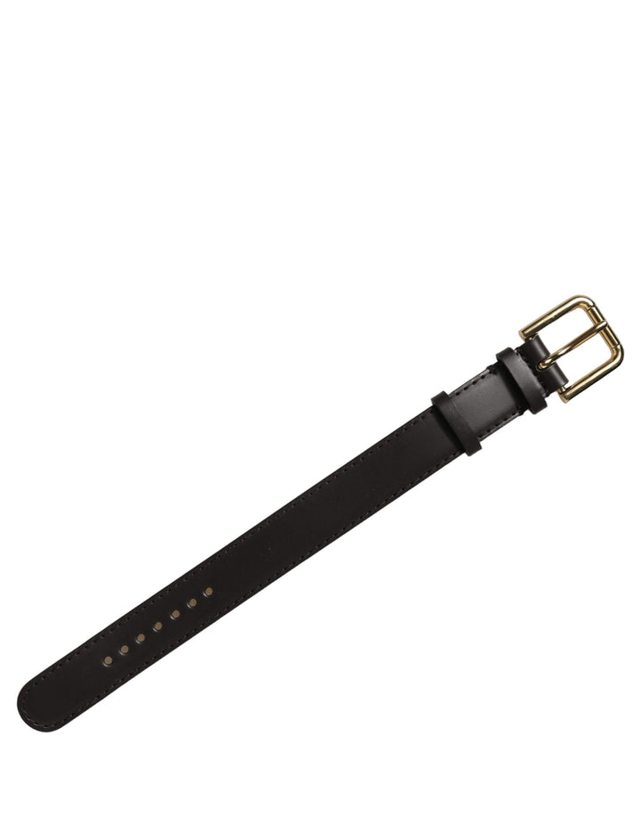 Dolce &amp; Gabbana Black Calfskin Leather Gold Buckle Belt Strap Bracelet