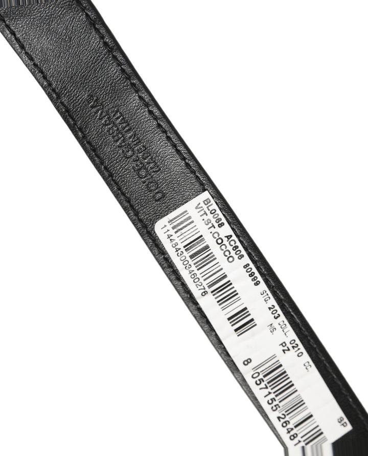 Dolce &amp; Gabbana Black Textured Leather Gold Buckle Belt Strap Bracelet