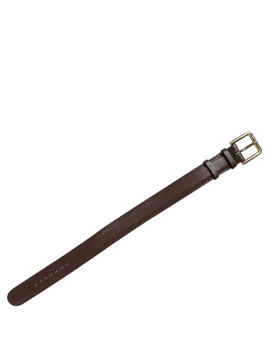 Dolce &amp; Gabbana Brown Calfskin Leather Gold Buckle Belt Strap Bracelet