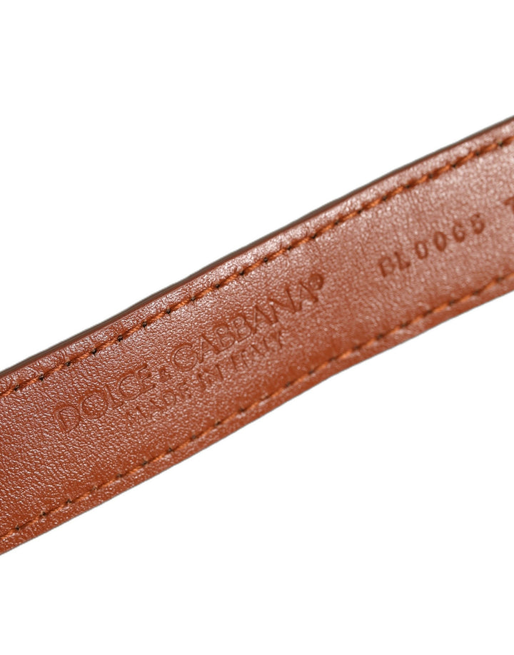 Dolce &amp; Gabbana Brown Textured Leather Gold Buckle Belt Strap Bracelet