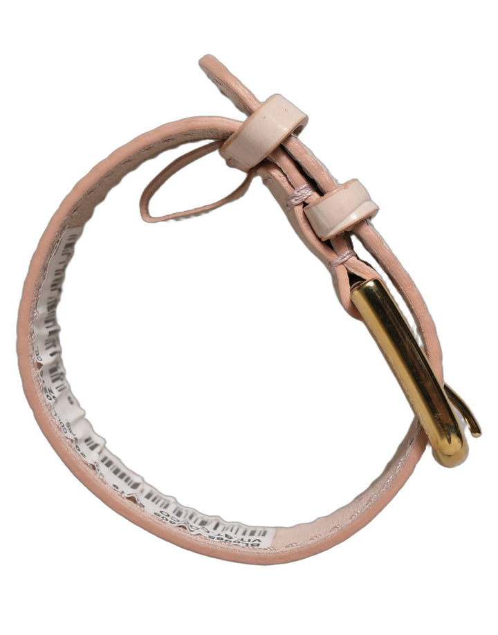 Dolce &amp; Gabbana Pink Embossed Leather Gold Buckle Belt Strap Bracelet