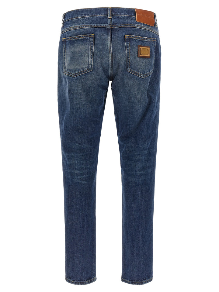 Dolce &amp; Gabbana Blue Cotton Straight-Leg Jeans