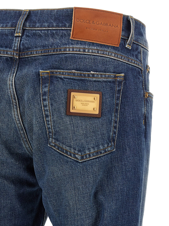 Dolce &amp; Gabbana Blue Cotton Straight-Leg Jeans