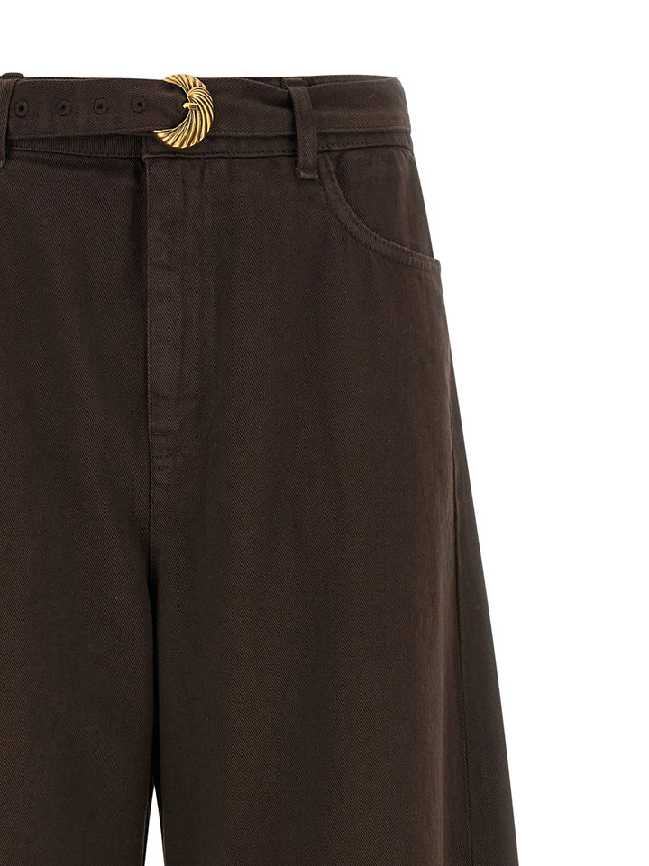 Twinset Brown Cotton High-Waisted Jean