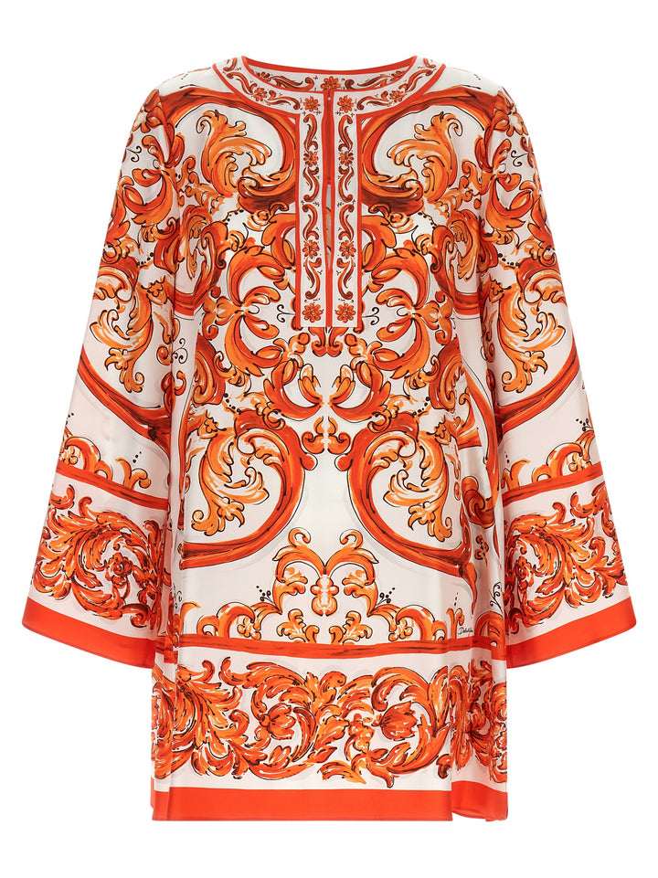 Dolce &amp; Gabbana Orange Silk Short Dress