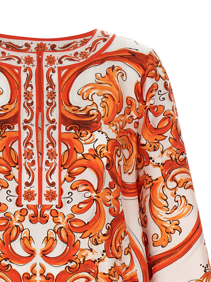 Dolce &amp; Gabbana Orange Silk Short Dress