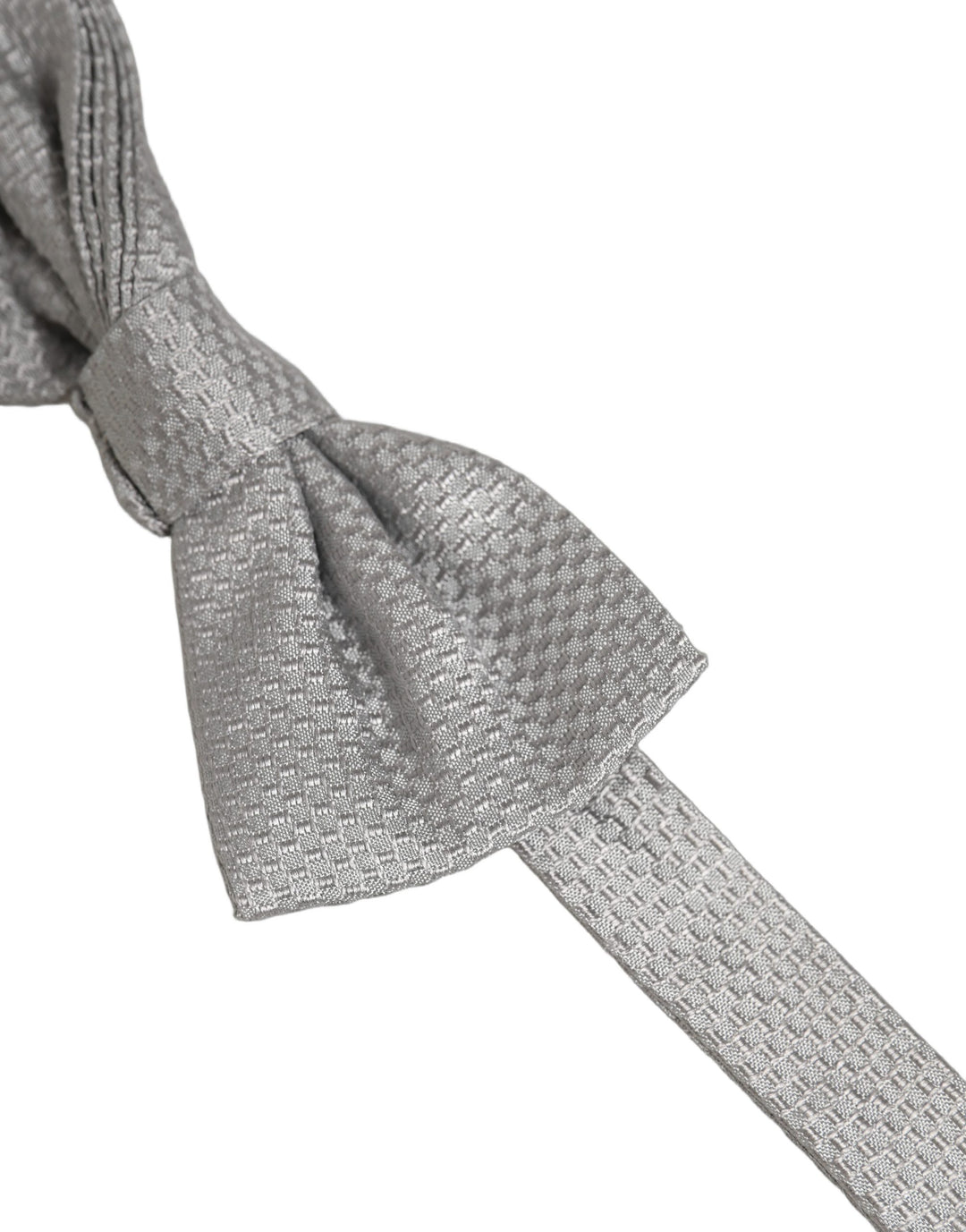 Dolce &amp; Gabbana Men Gray 100% Silk Adjustable Neck Papillon Bow Tie