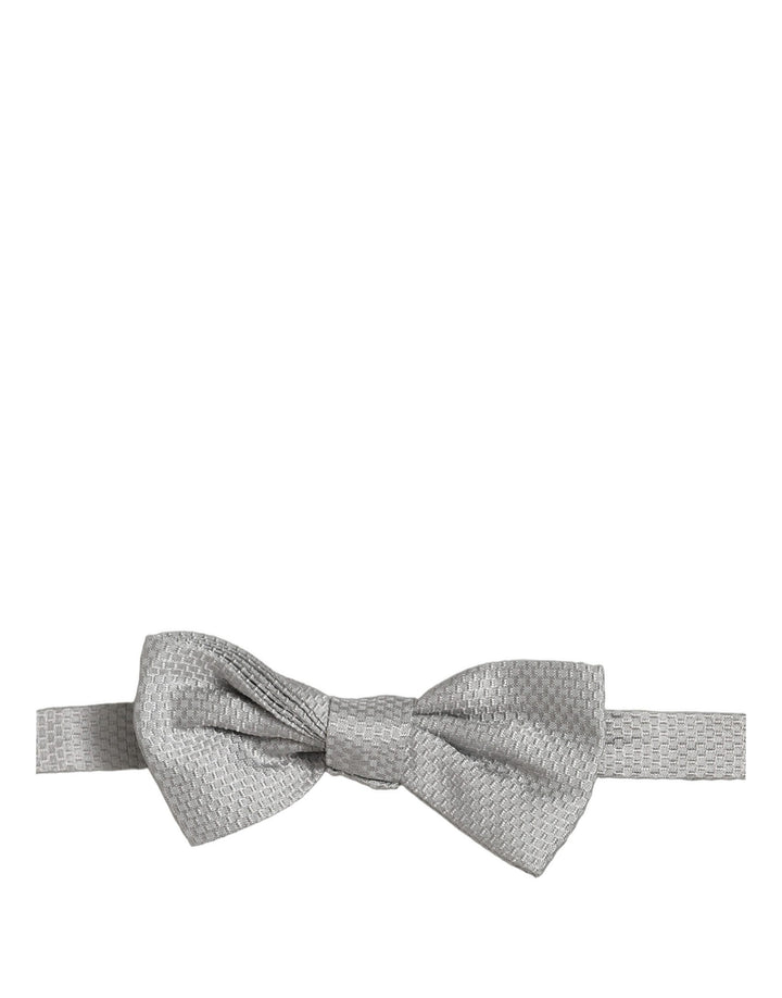 Dolce &amp; Gabbana Men Gray 100% Silk Adjustable Neck Papillon Bow Tie