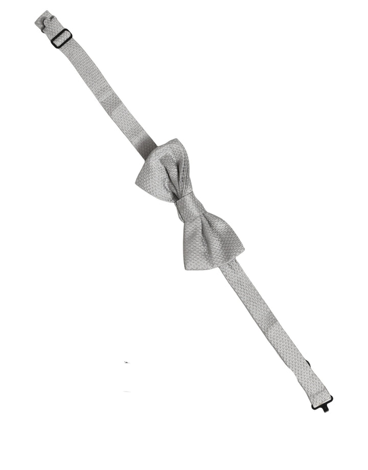 Dolce &amp; Gabbana Men Gray 100% Silk Adjustable Neck Papillon Bow Tie