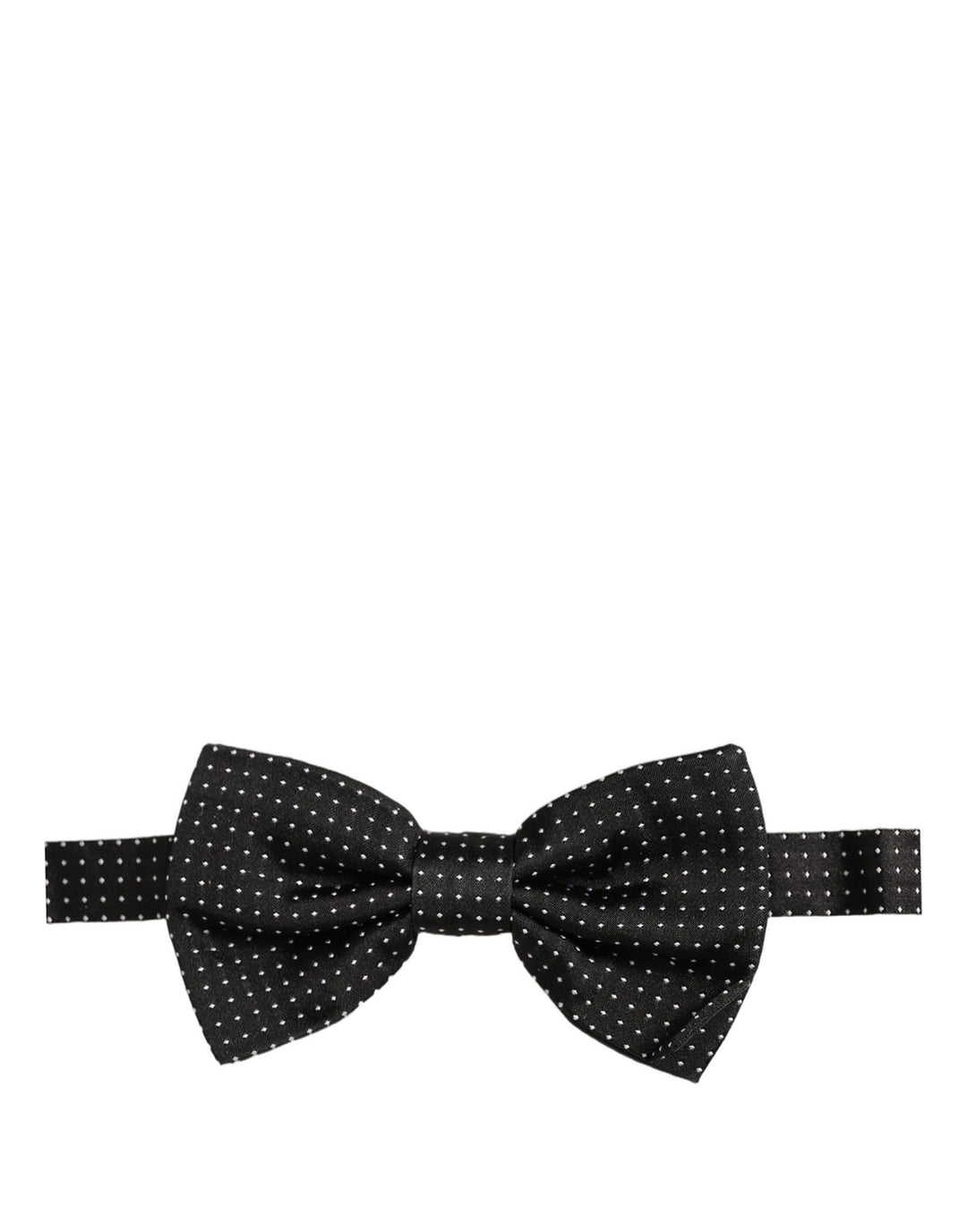 Dolce &amp; Gabbana Men Black Polka Dot Silk Adjustable Neck Papillon Bow Tie