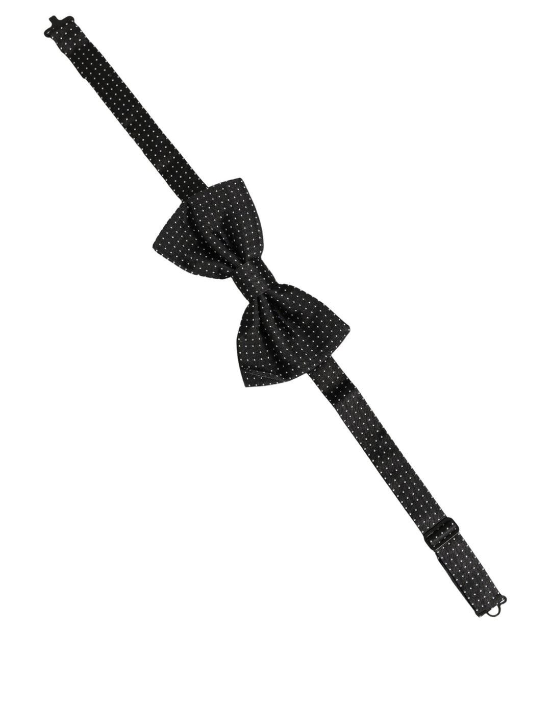 Dolce &amp; Gabbana Men Black Polka Dot Silk Adjustable Neck Papillon Bow Tie