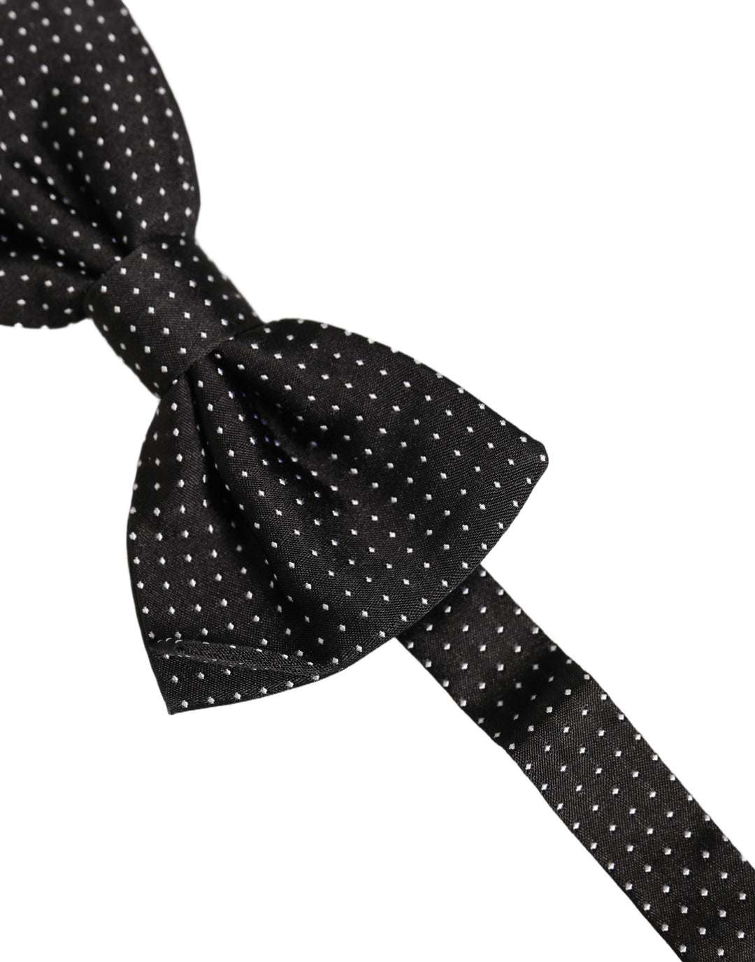 Dolce &amp; Gabbana Men Black Polka Dot Silk Adjustable Neck Papillon Bow Tie