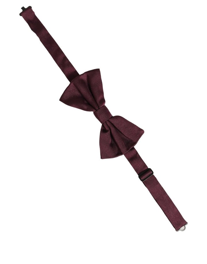Dolce &amp; Gabbana Men Maroon 100% Silk Adjustable Neck Papillon Bow Tie