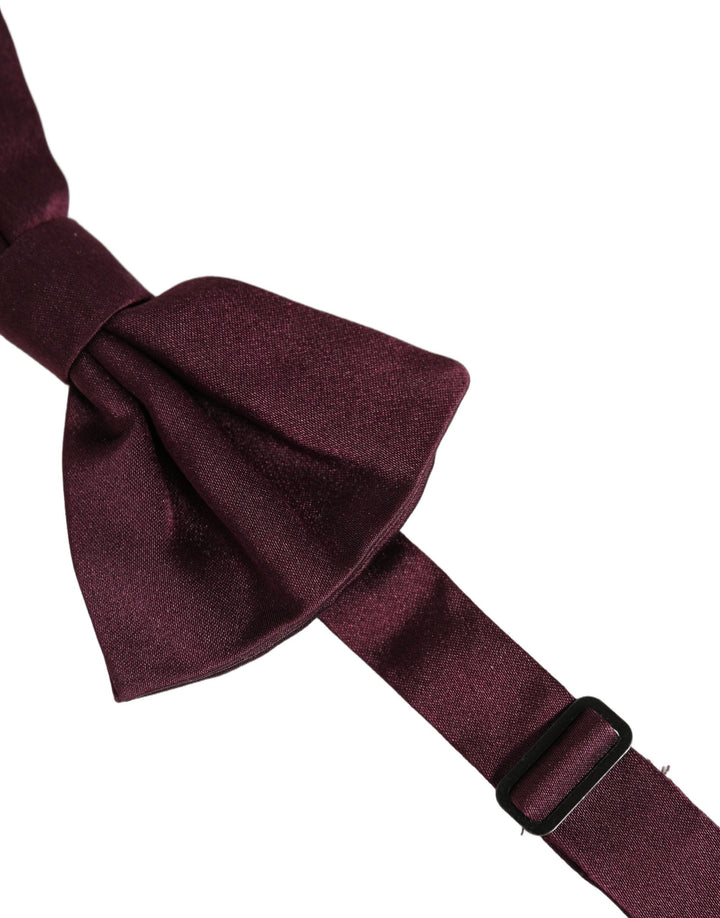 Dolce &amp; Gabbana Men Maroon 100% Silk Adjustable Neck Papillon Bow Tie