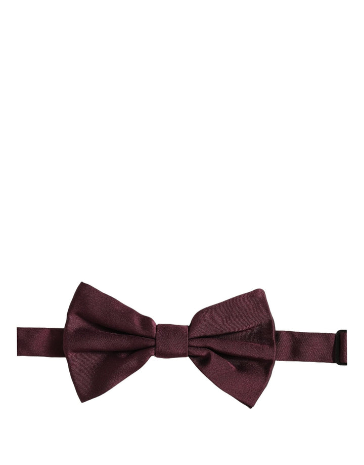 Dolce &amp; Gabbana Men Maroon 100% Silk Adjustable Neck Papillon Bow Tie