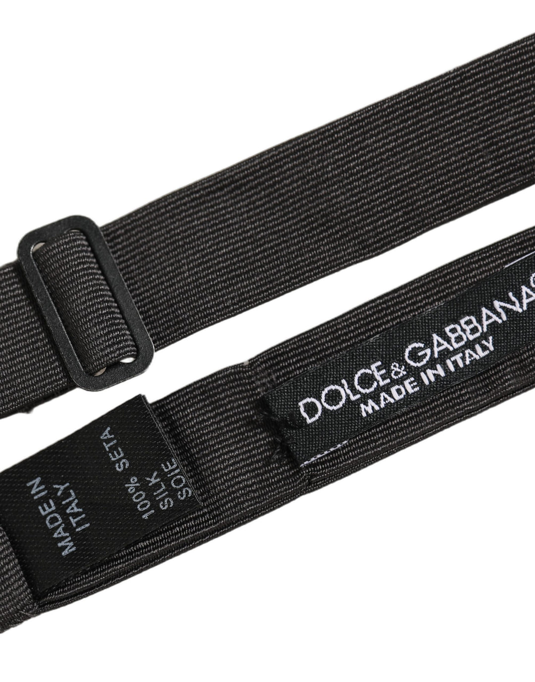 Dolce &amp; Gabbana Men Black 100% Cotton Adjustable Neck Papillon Bow Tie