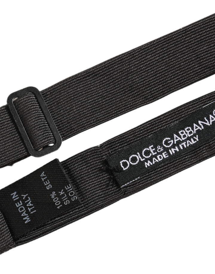 Dolce &amp; Gabbana Men Black 100% Cotton Adjustable Neck Papillon Bow Tie