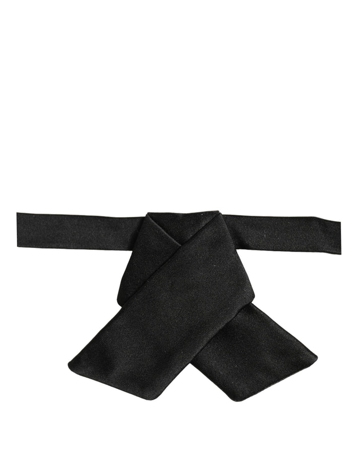 Dolce &amp; Gabbana Men Black 100% SIlk Adjustable Neck Papillon Bow Tie