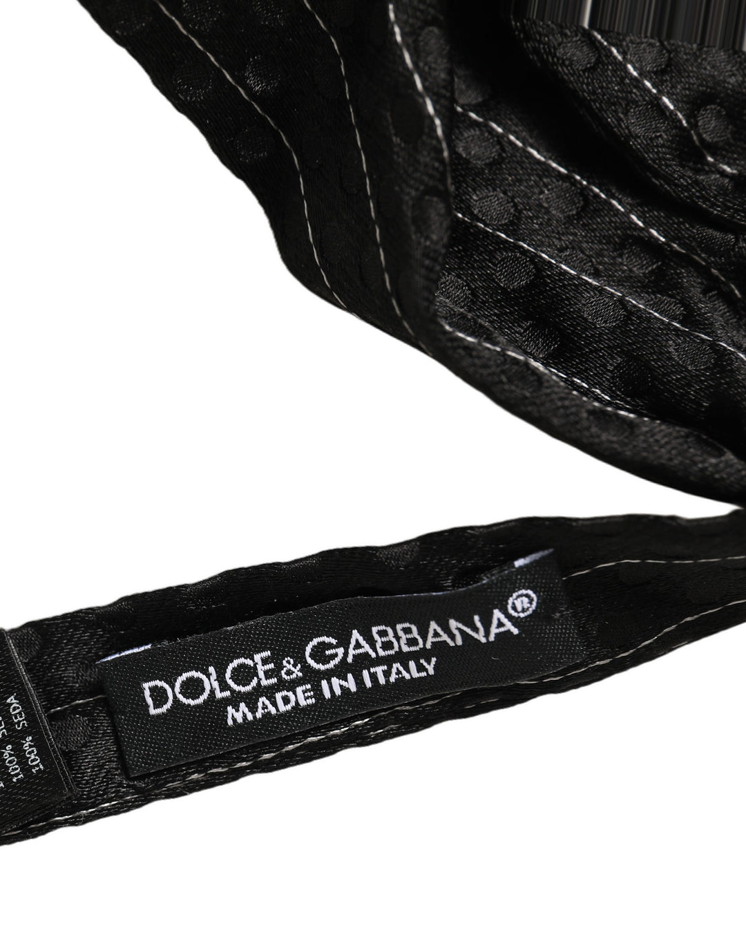 Dolce &amp; Gabbana Men Black Pinstripe Silk Adjustable Neck Papillon Bow Tie