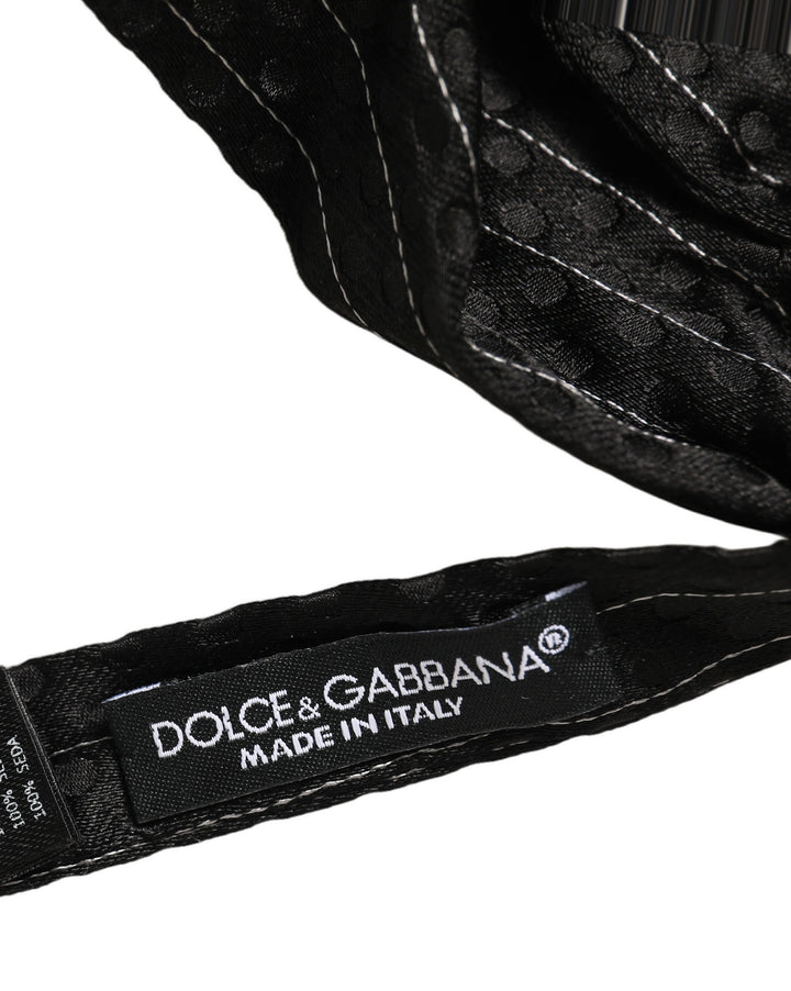 Dolce &amp; Gabbana Men Black Pinstripe Silk Adjustable Neck Papillon Bow Tie