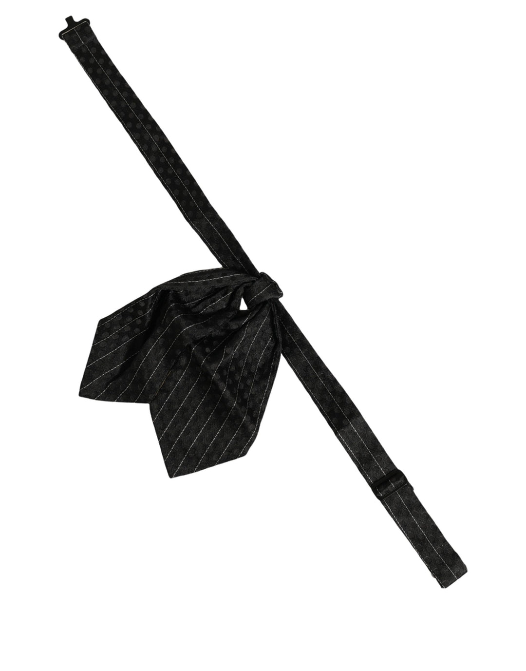 Dolce &amp; Gabbana Men Black Pinstripe Silk Adjustable Neck Papillon Bow Tie