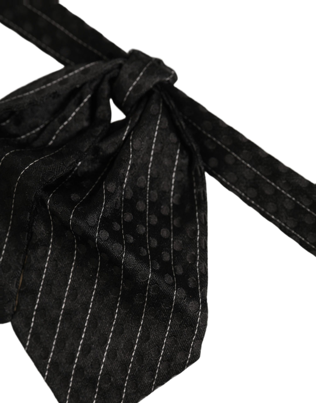 Dolce &amp; Gabbana Men Black Pinstripe Silk Adjustable Neck Papillon Bow Tie