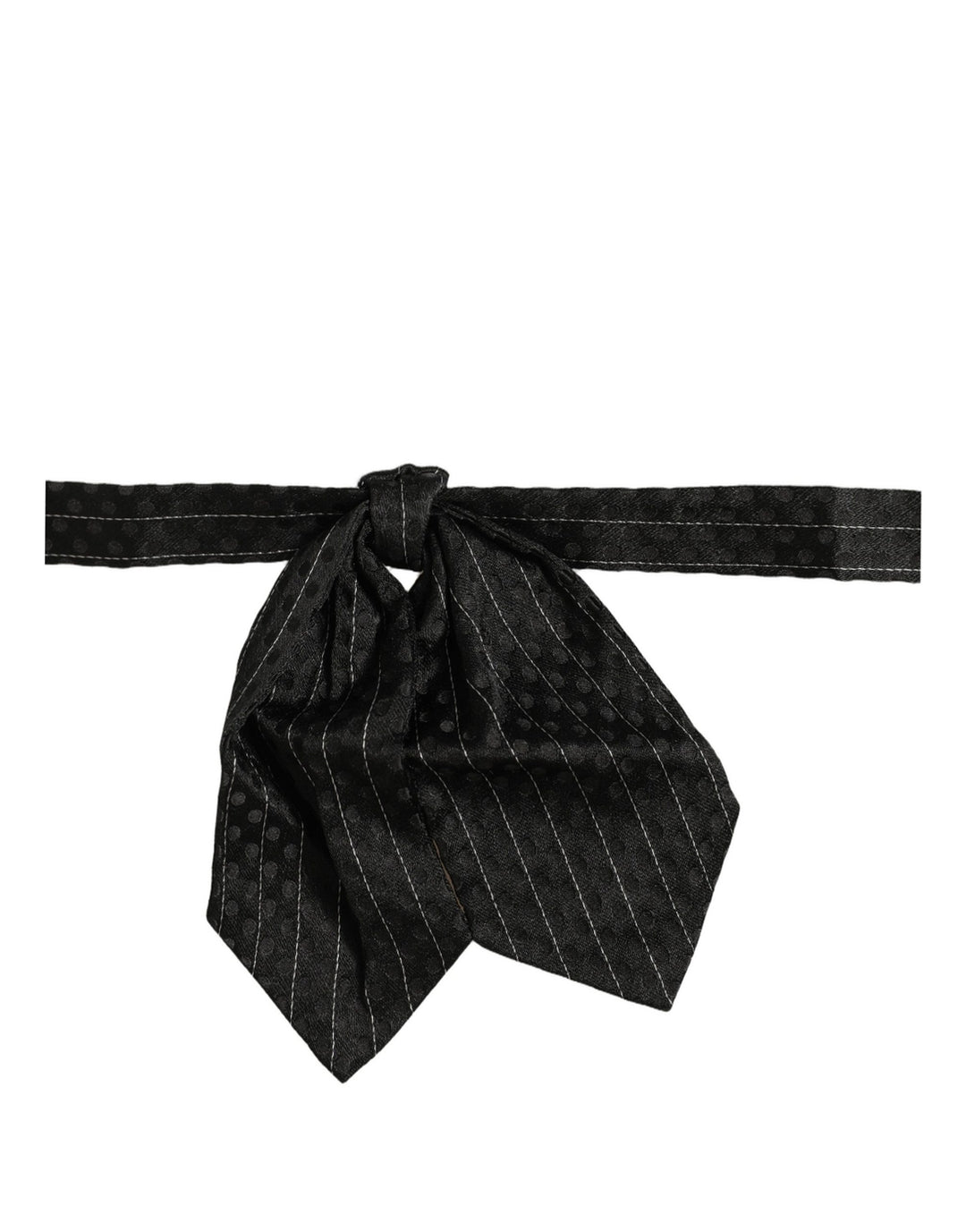 Dolce &amp; Gabbana Men Black Pinstripe Silk Adjustable Neck Papillon Bow Tie