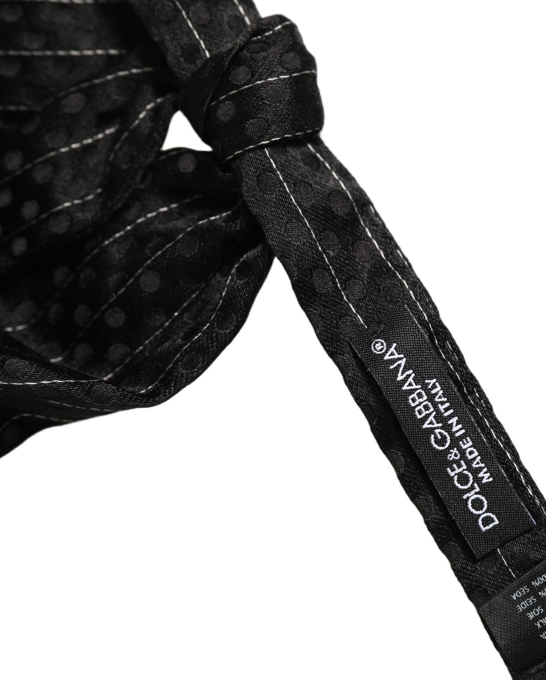Dolce &amp; Gabbana Men Black Pinstripe Silk Adjustable Neck Papillon Bow Tie