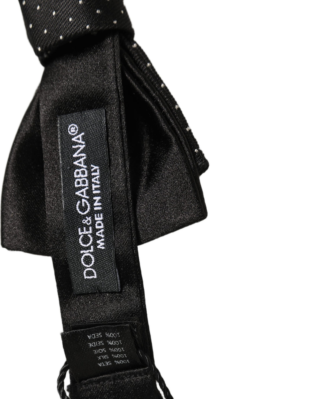 Dolce &amp; Gabbana Men Black DG Polka Dot Adjustable Neck Papillon Bow Tie