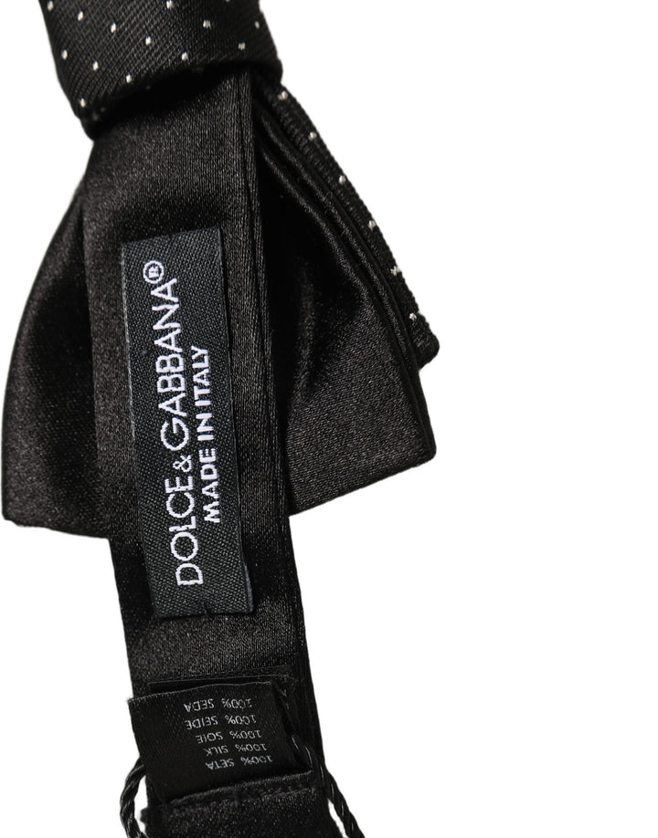 Dolce &amp; Gabbana Men Black DG Polka Dot Adjustable Neck Papillon Bow Tie